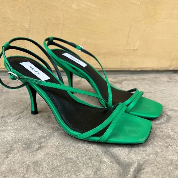 Reiss Bali Emerald Green Midi Heels Strappy Sandals size EU 38 - Picture 4 of 16